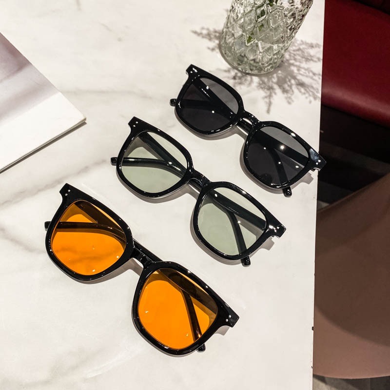 Custom Logo Wholesale Square Sunglasses UV400 Orange Tint Lens Retro PC Frame Unisex Driving Shades Sun Glasses Bulk