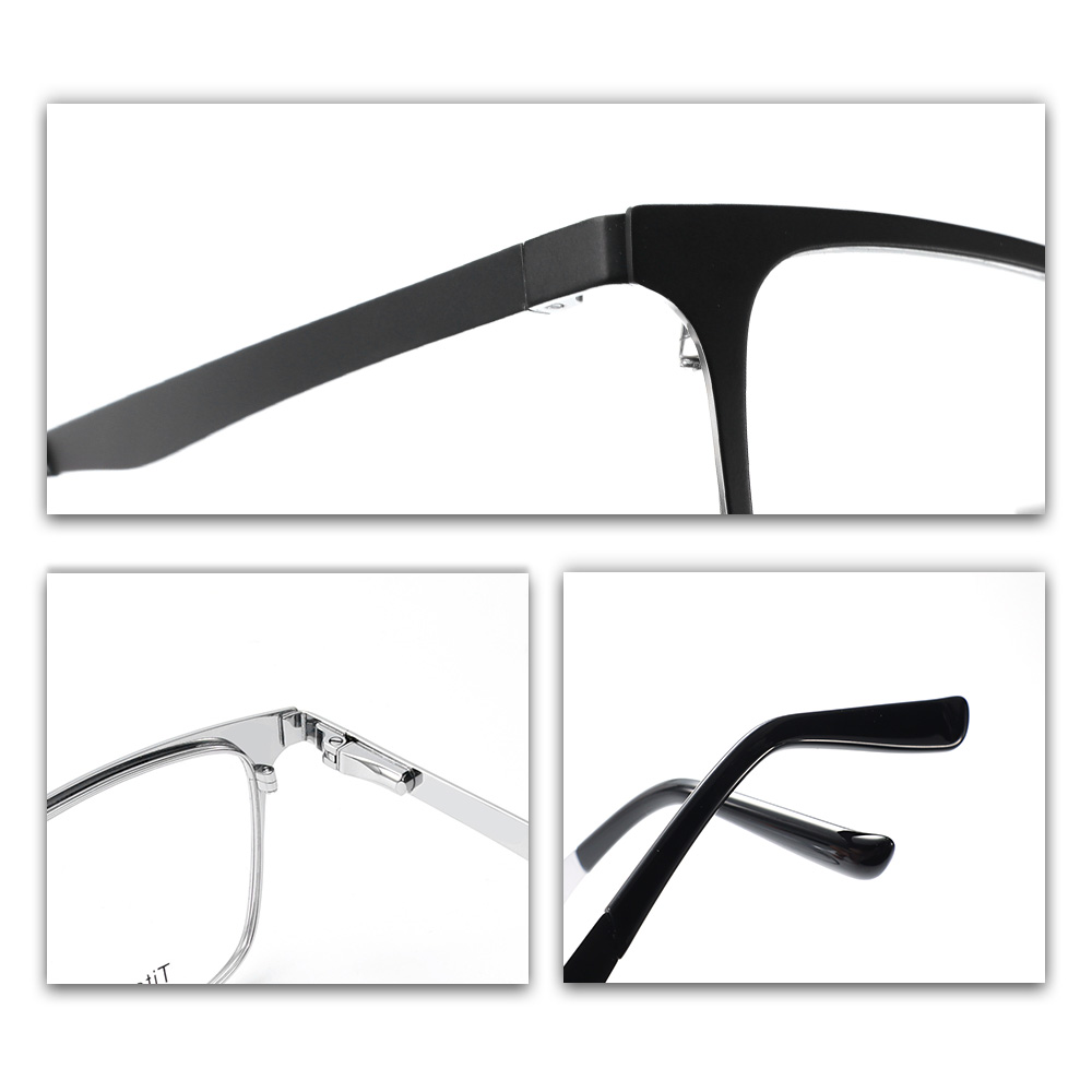 Rectangle Eyeglasses Pure Titanium Glasses With Durable Spring Hinge Full Frame Business Style Black Optical Frame For Men