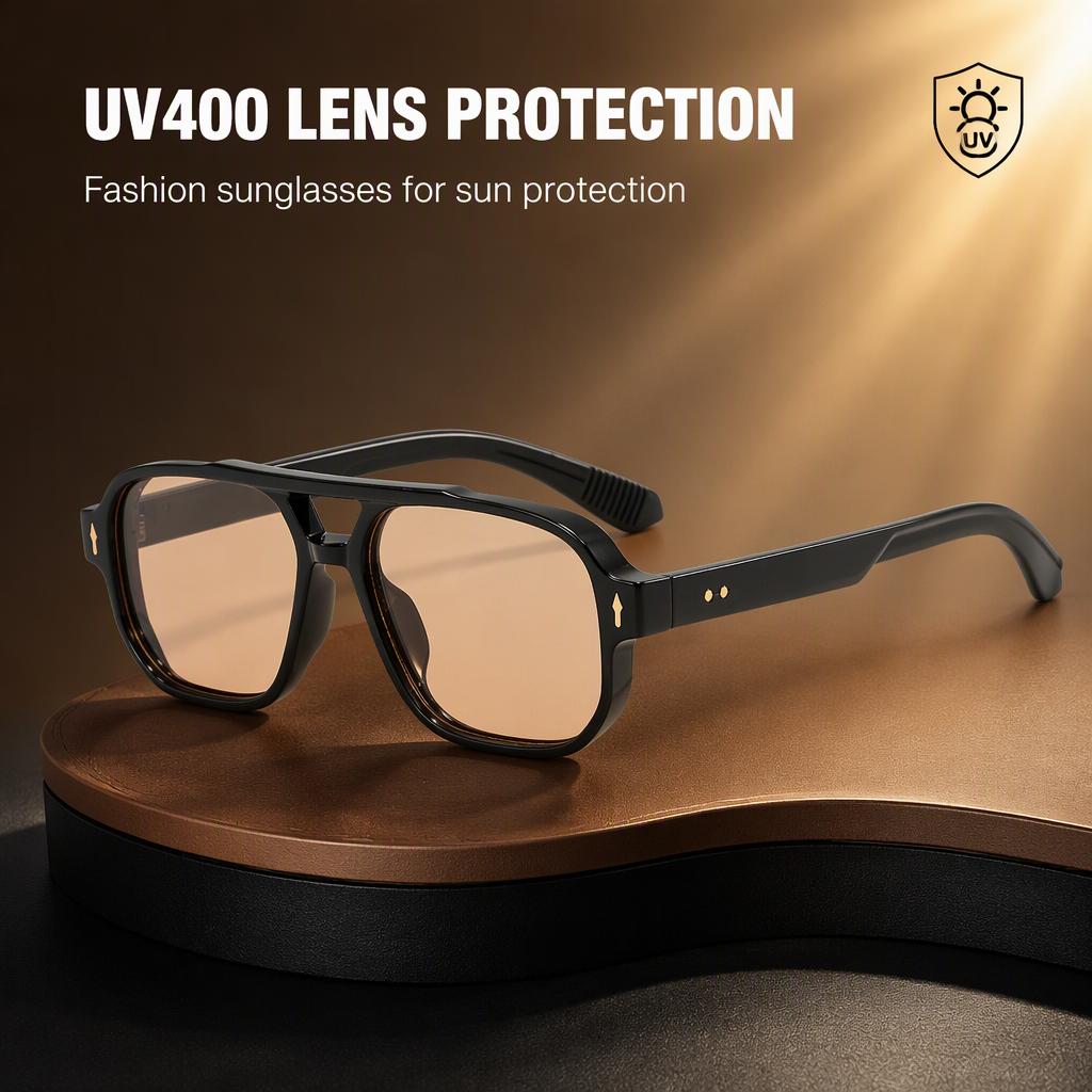 Retro 70s Pilot Teardrop Double Bridge Flat Top Oversized Thick UV400 Polarized Fashion Sunglasses Women Glasses Sunglasses