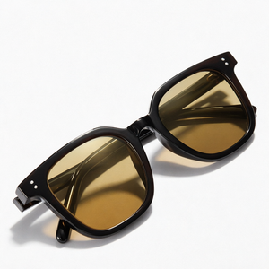 Custom Logo Wholesale Square Sunglasses UV400 Orange Tint Lens Retro PC Frame Unisex Driving Shades Sun Glasses Bulk