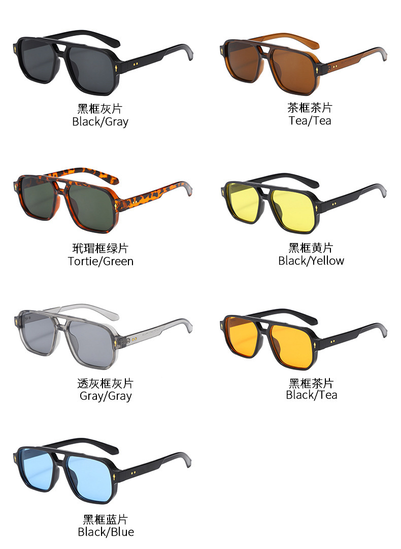 Retro 70s Pilot Teardrop Double Bridge Flat Top Oversized Thick UV400 Polarized Fashion Sunglasses Women Glasses Sunglasses