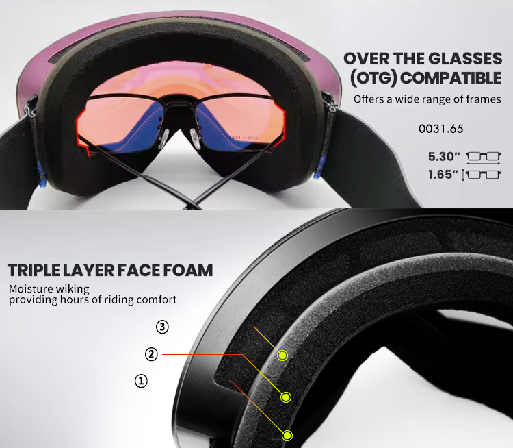 Yijia Optical Designer Frameless Magnetic Ski Goggles Custom Snow Goggles Ski Glasses Snowboard Goggles