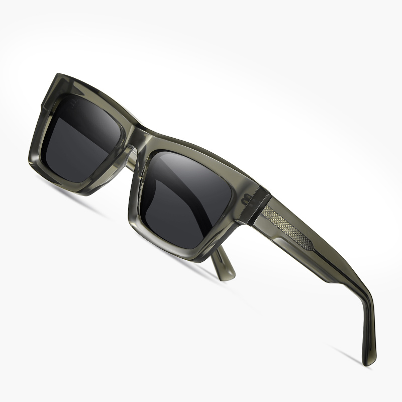 Mazzucchelli 2025 Men's Trendy Sunglasses S32110 Rectangular Gold/Gray Frame Acetate Thick Temple Polarized Lens Edgy Style